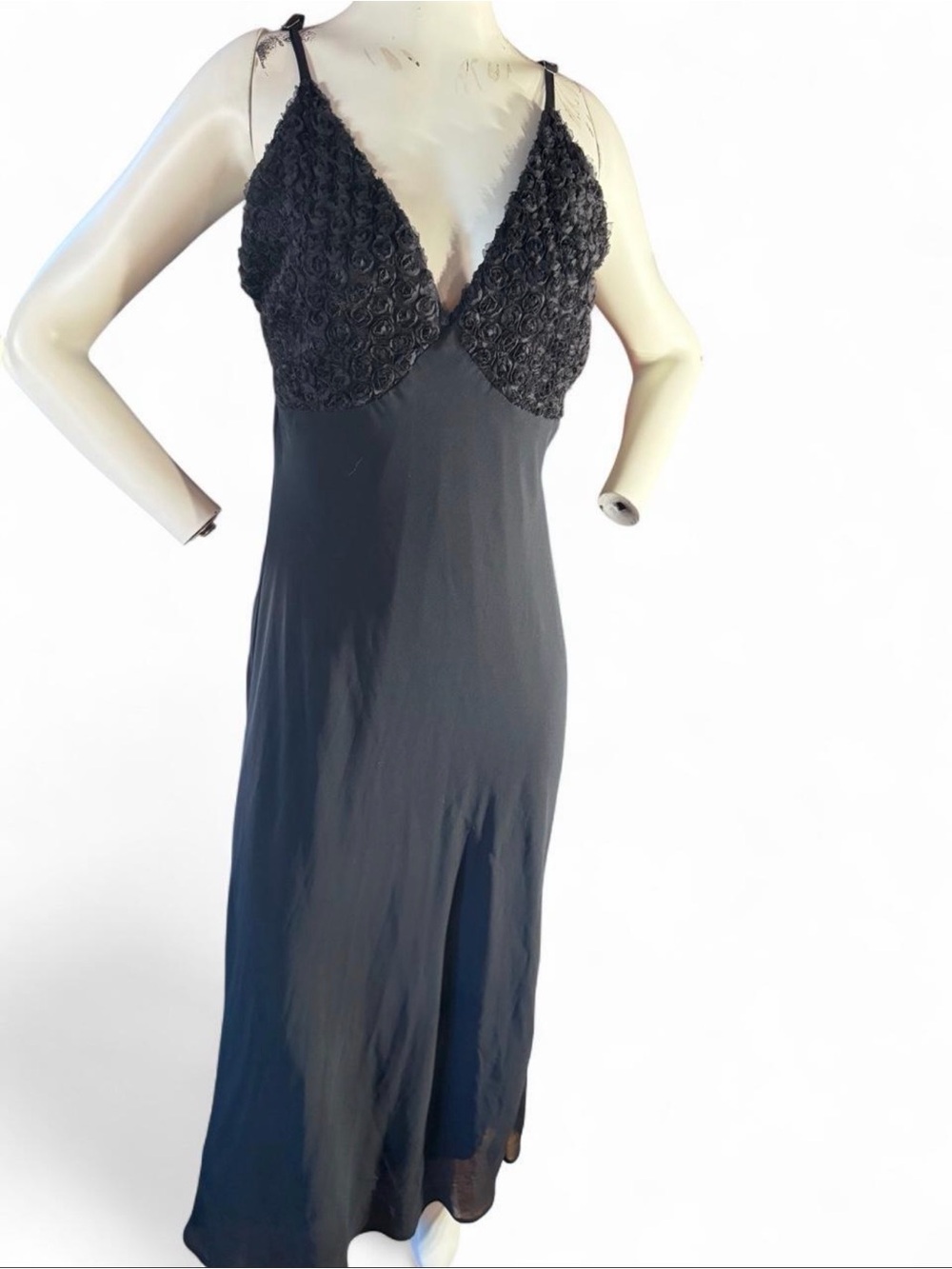 Black flower Detail  Slip Dress